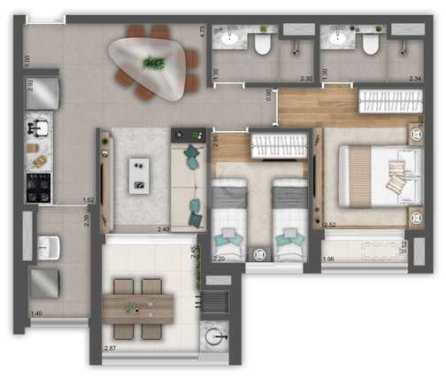 Apartamento 61m²