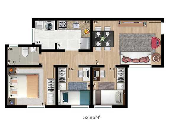 Apartamento 52m²