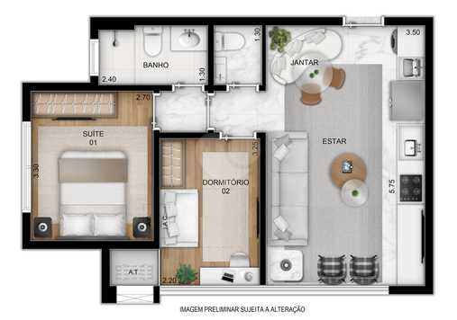 Apartamento 51m²