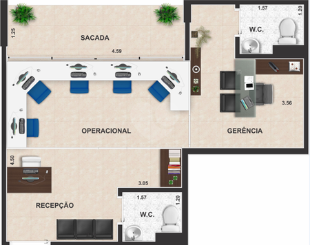 Salas 39m²