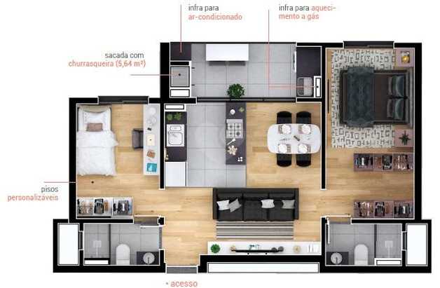 Apartamento 57m²