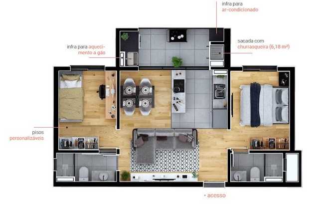 Apartamento 54m²