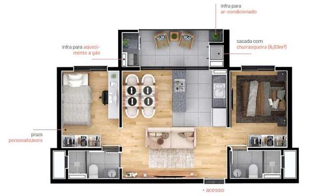 Apartamento 54m²