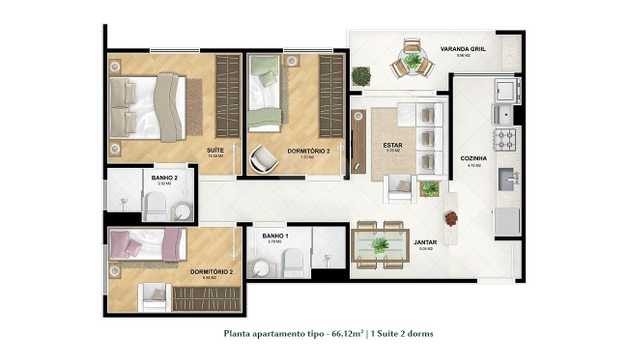 Apartamento 66m²