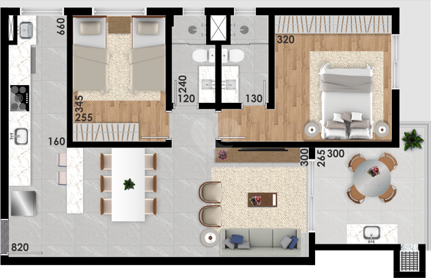 Apartamento 77m²