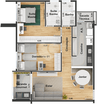 Apartamento 76m²