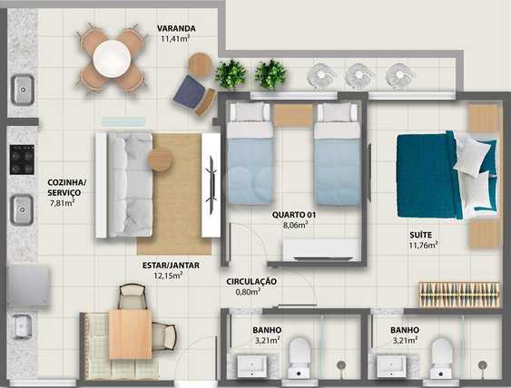 Apartamento 66m²