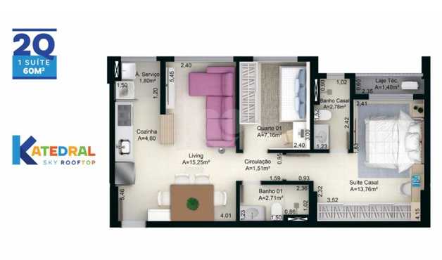 Apartamento 60m²