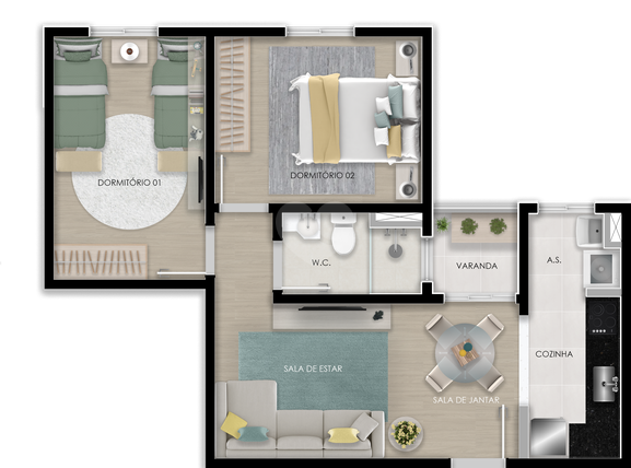 Apartamento 54m²