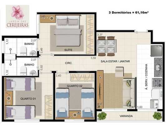 Apartamento 61m²