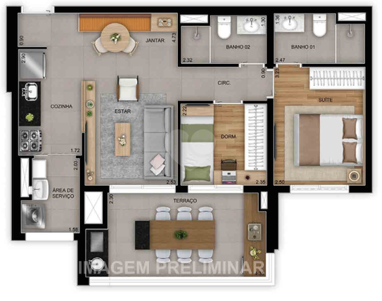 Apartamento 64m²