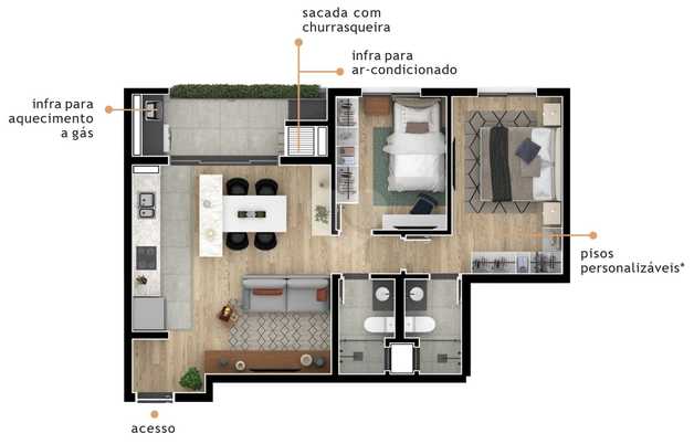 Apartamento 57m²