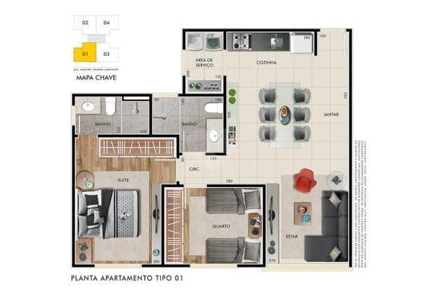 Apartamento 65m²