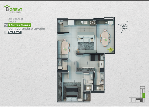 Apartamento 74m²