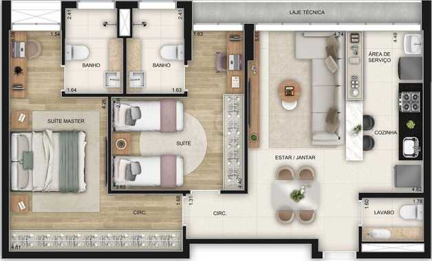 Apartamento 74m²