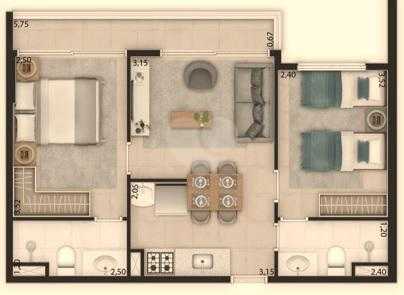 Apartamento 46m²