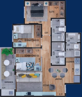 Apartamento 73m²