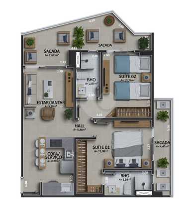 Apartamento 71m²