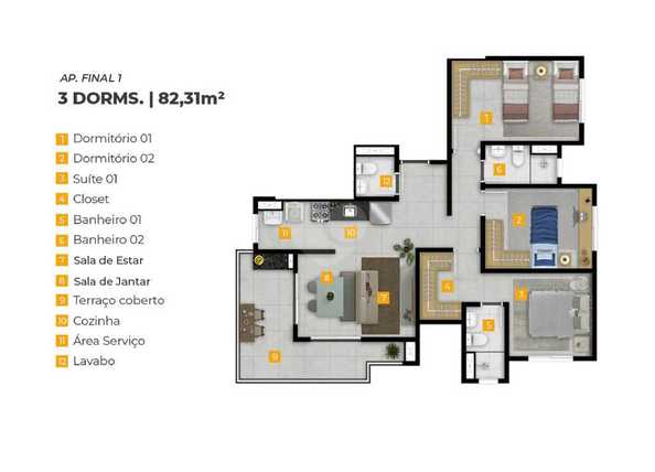 Apartamento 82m²