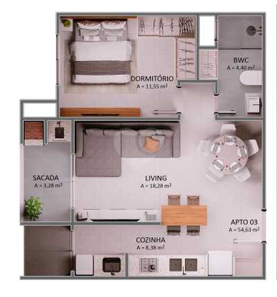 Apartamento 54m²