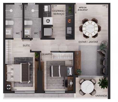 Apartamento 64m²