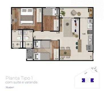 Apartamento 70m²