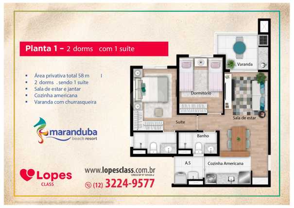 Apartamento 58m²