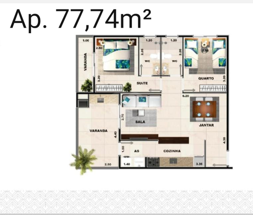 Apartamento 77m²