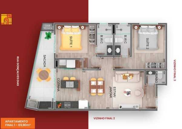 Apartamento 69m²