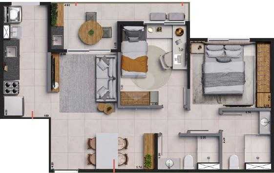 Apartamento 53m²