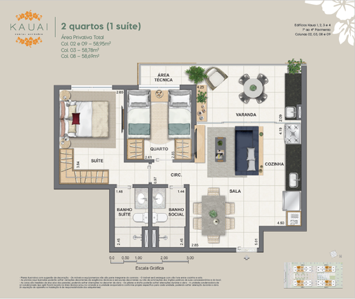 Apartamento 58m²