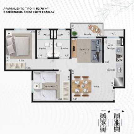 Apartamento 52m²