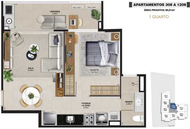 Apartamento 50m²