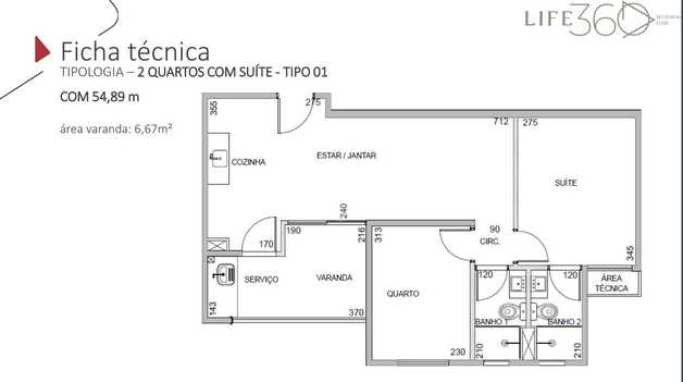 Apartamento 54m²