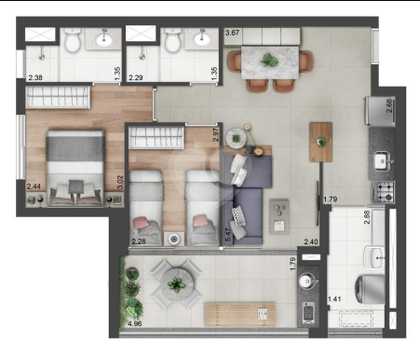 Apartamento 67m²