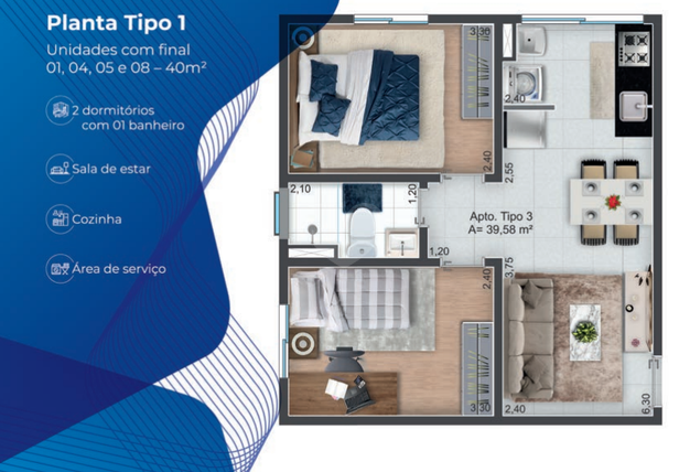 Apartamento 40m²