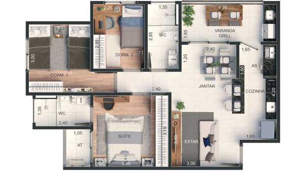 Apartamento 75m²