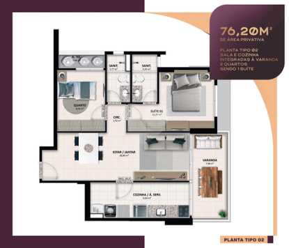 Apartamento 76m²