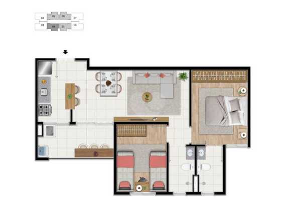 Apartamento 57m²