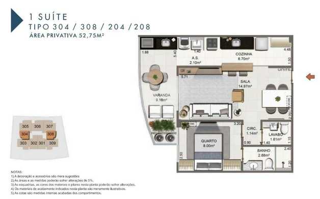 Apartamento 52m²