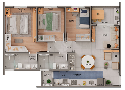 Apartamento 74m²