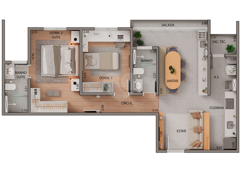 Apartamento 63m²
