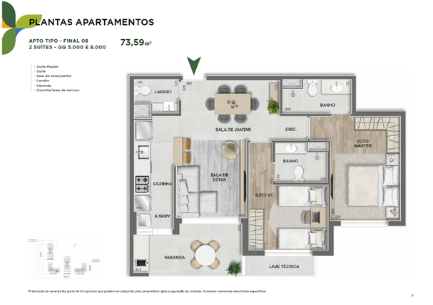 Apartamento 73m²