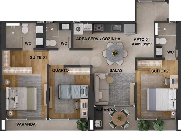 Apartamento 89m²