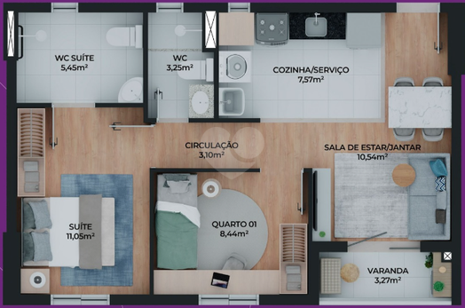 Apartamento 52m²