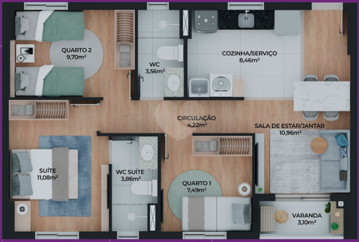 Apartamento 62m²