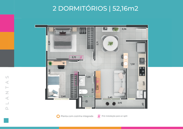 Apartamento 52m²