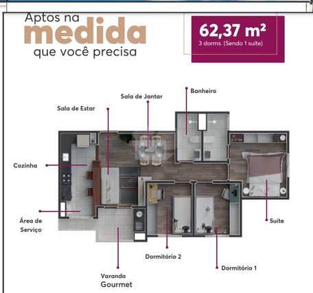 Apartamento 62m²