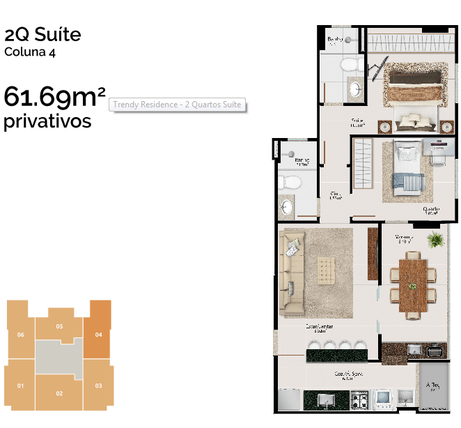 Apartamento 61m²