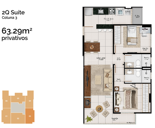 Apartamento 63m²